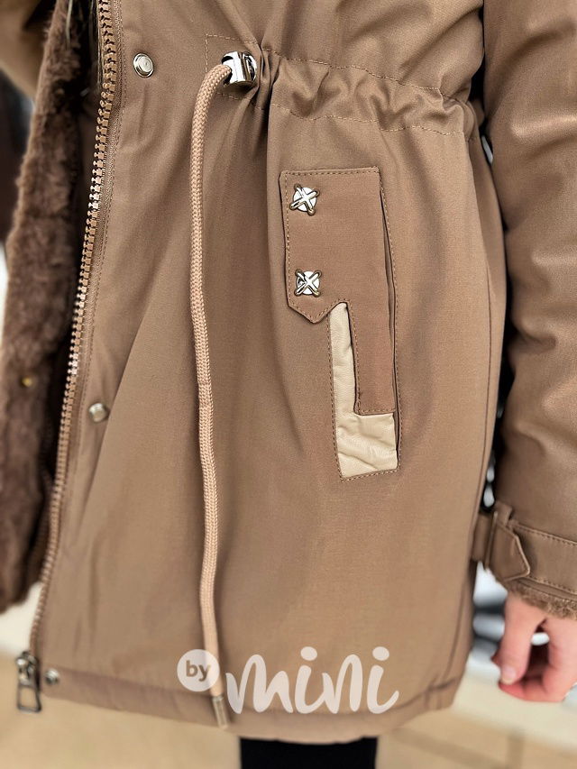 Zimní kožíšková parka béžová