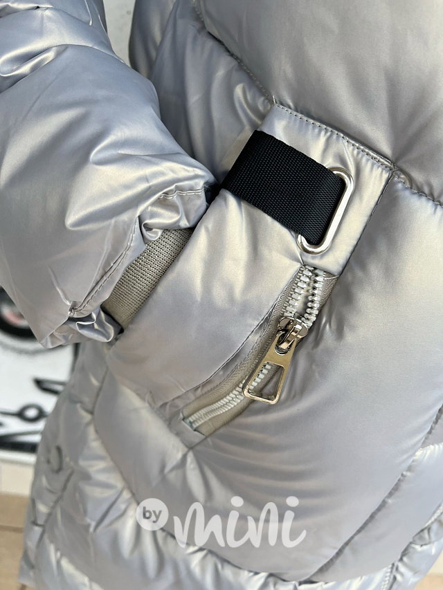 Zimní metalický kabát silver