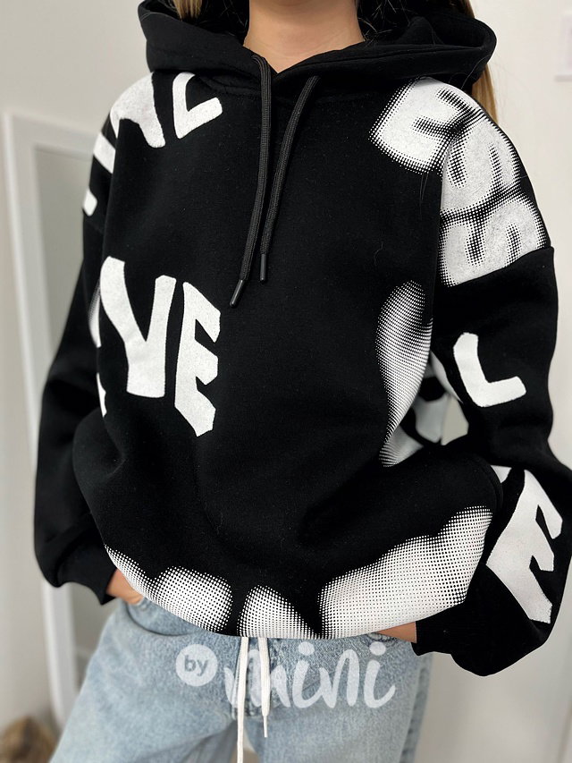 Zateplená oversize mikina Letters black