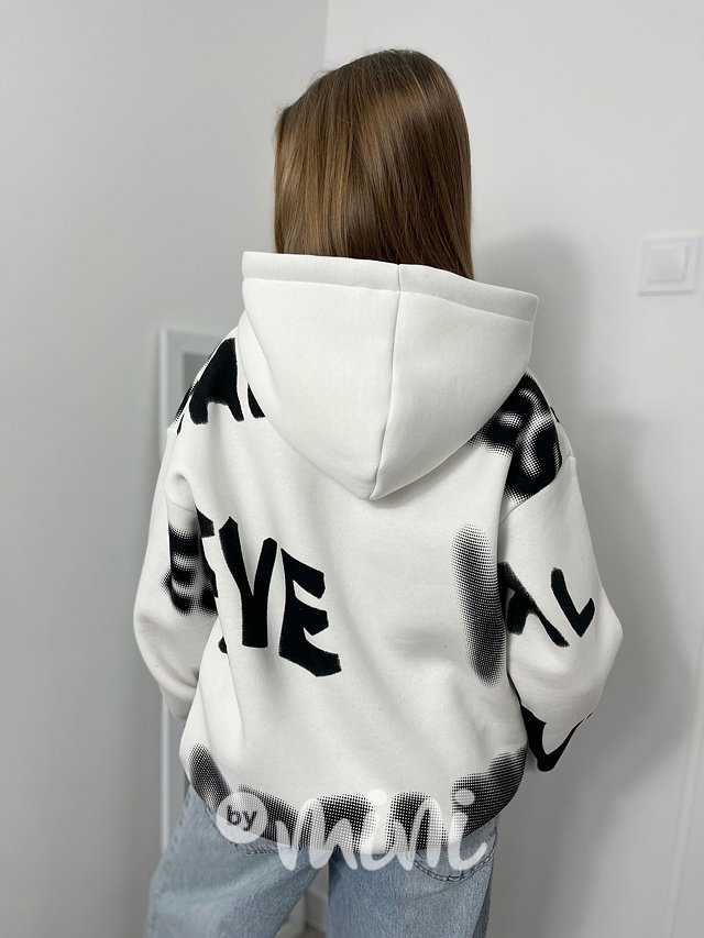 Zateplená oversize mikina Letters white