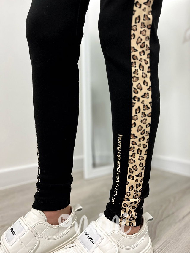 Zateplené legíny black/leopard