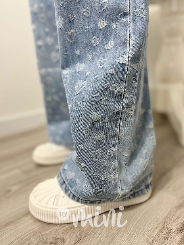 Široké HEART jeansy blue