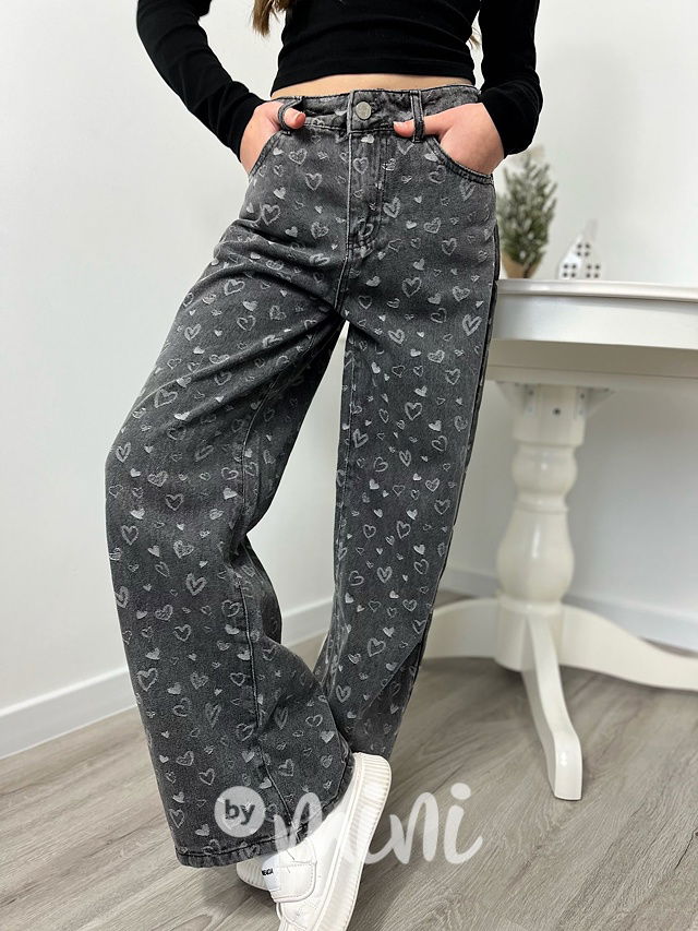 Široké HEART jeansy black