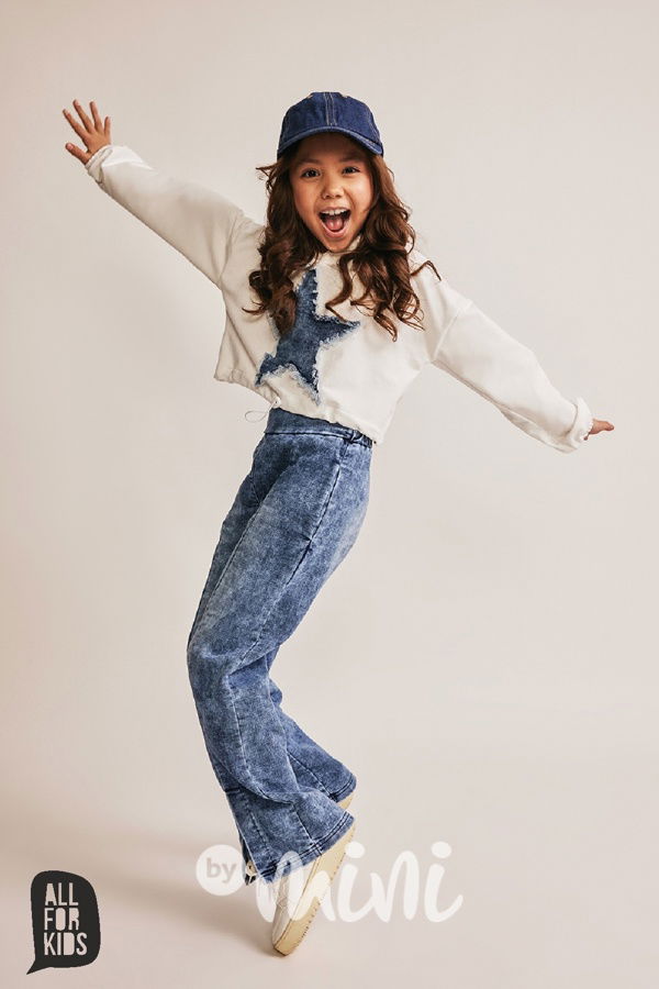 All for kids denim star mikina cream