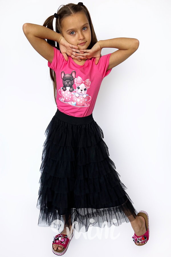 Midi tylová sukně černá