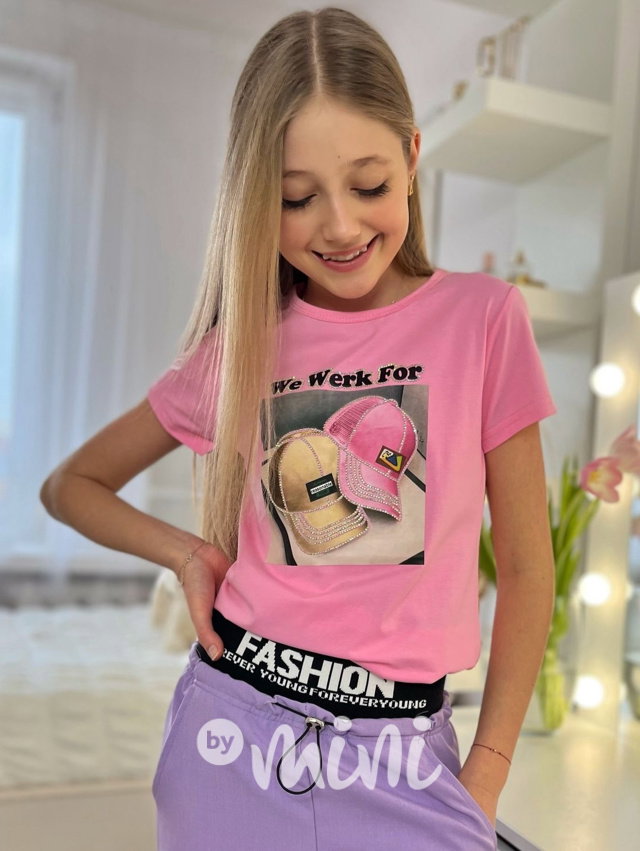 Triko WERK s kamínky pink