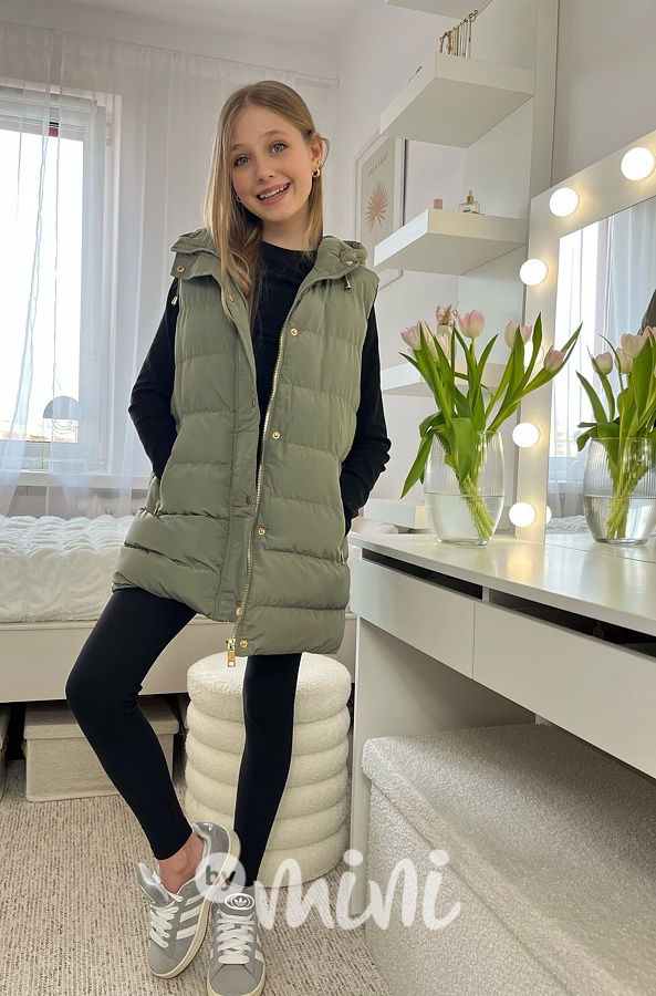 Jarní long vesta khaki