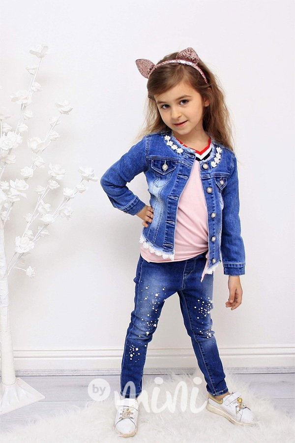 Stretch jeans s perličkami