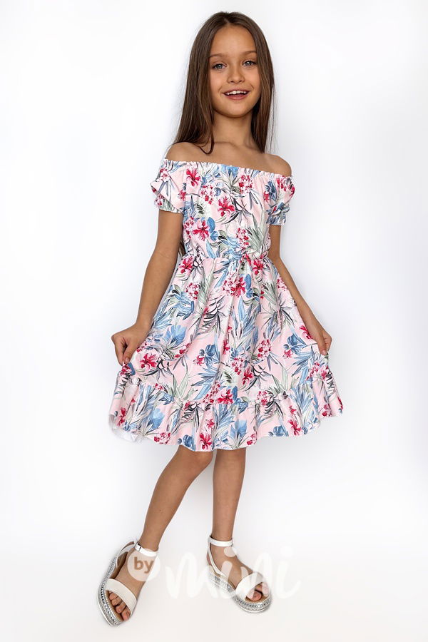 Květované šaty s bunny kabelkou pink