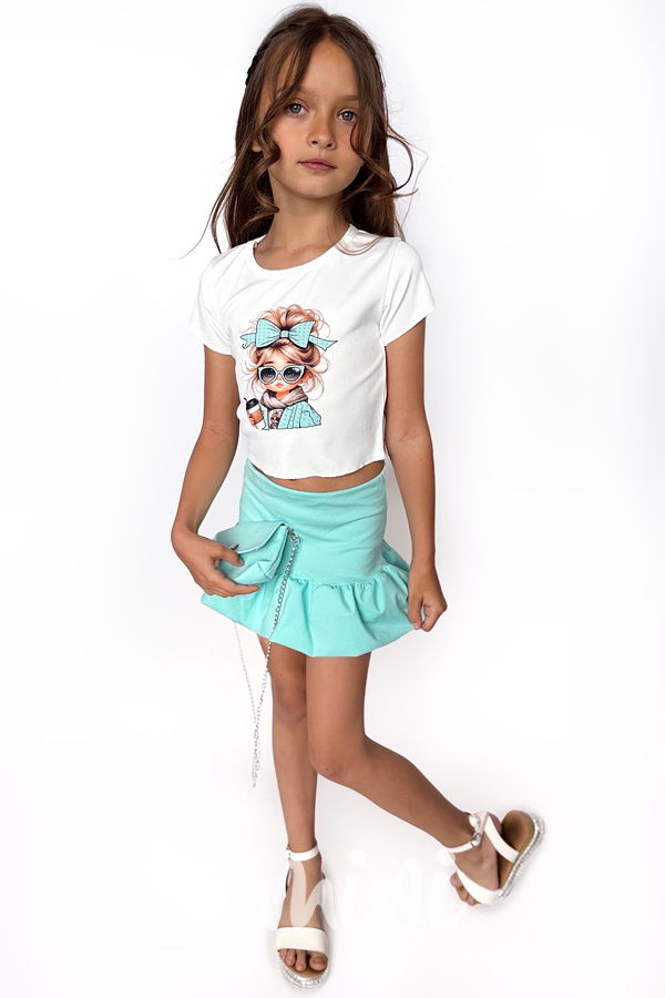 GIRL trojkomplet white/mint