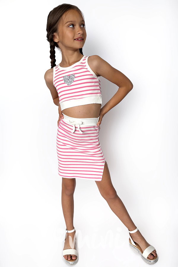 Pruhovaný summer set white/pink