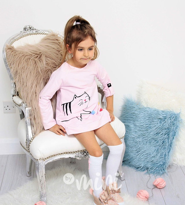 Pompon cat pink tunika