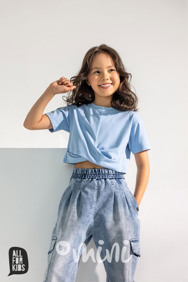 All for kids soft denim barel jeans ice blue