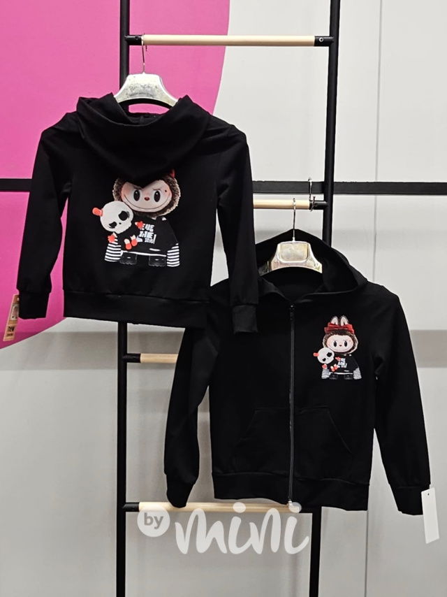 Labubu mikina zip černá