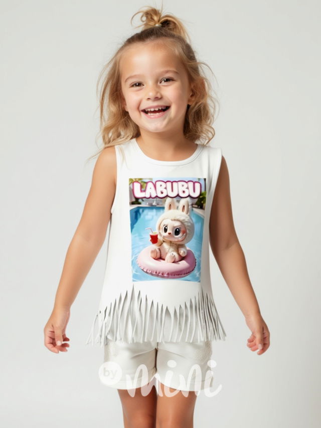 Labubu tílko třásničky HOLIDAY white