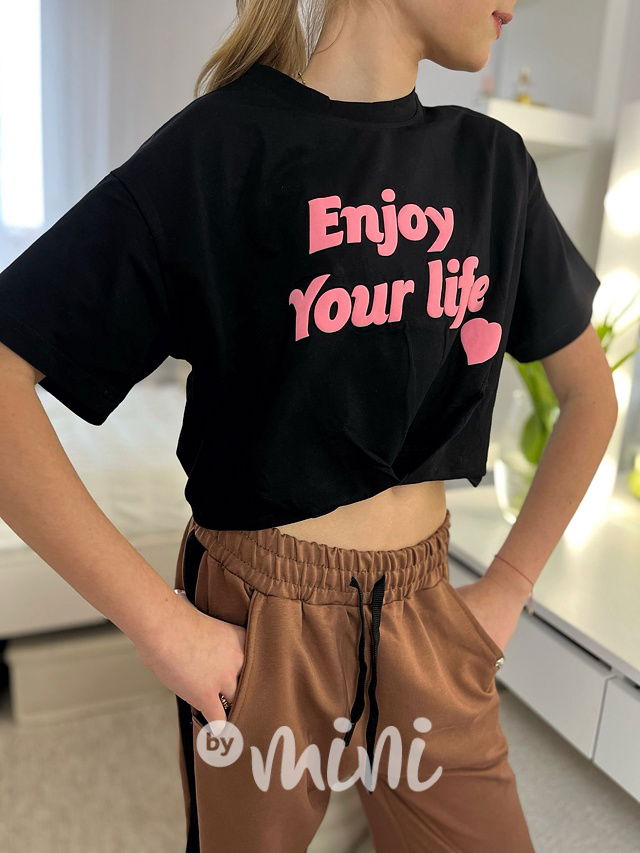 Enjoy life crop triko černé