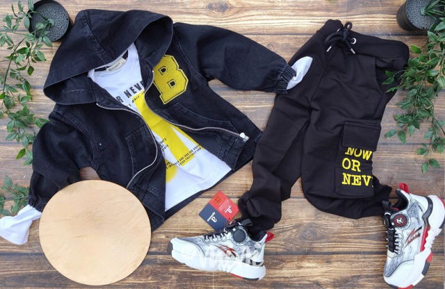 3-dílný denim komplet black